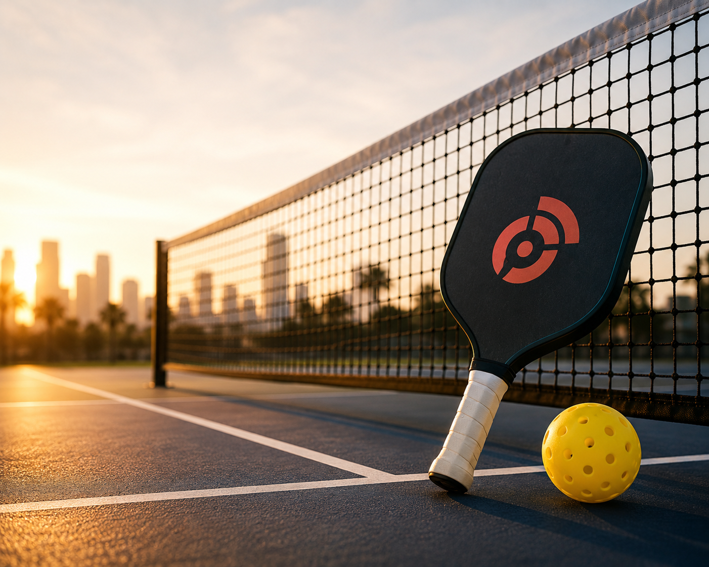 Pickleball players on court